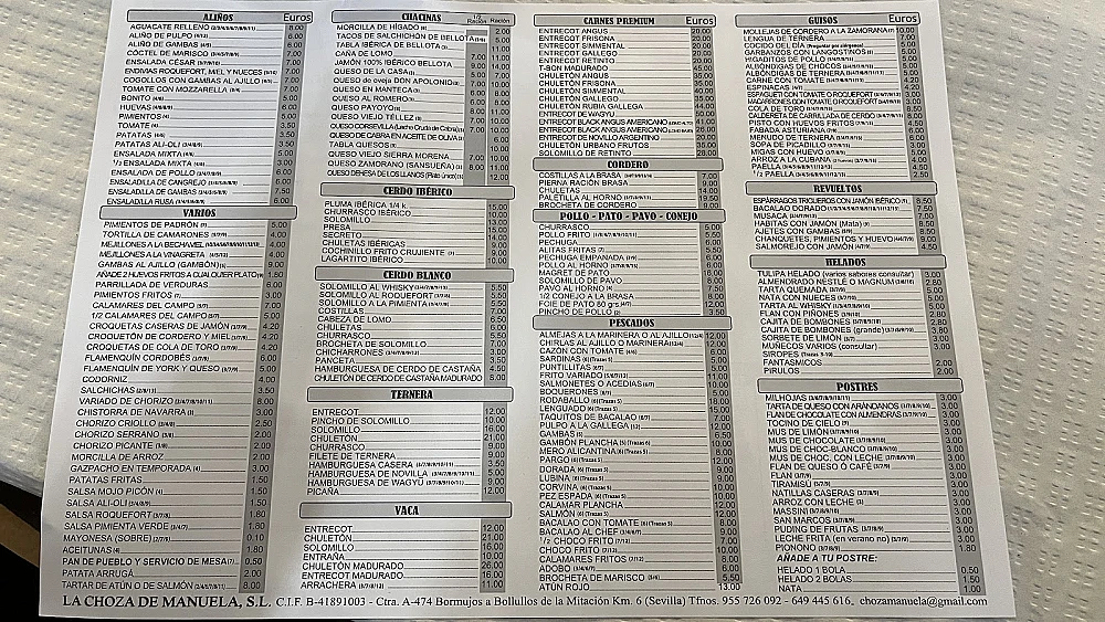 La Choza de Manuela  menu 10