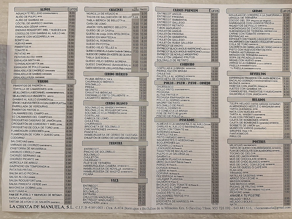 La Choza de Manuela  menu 9