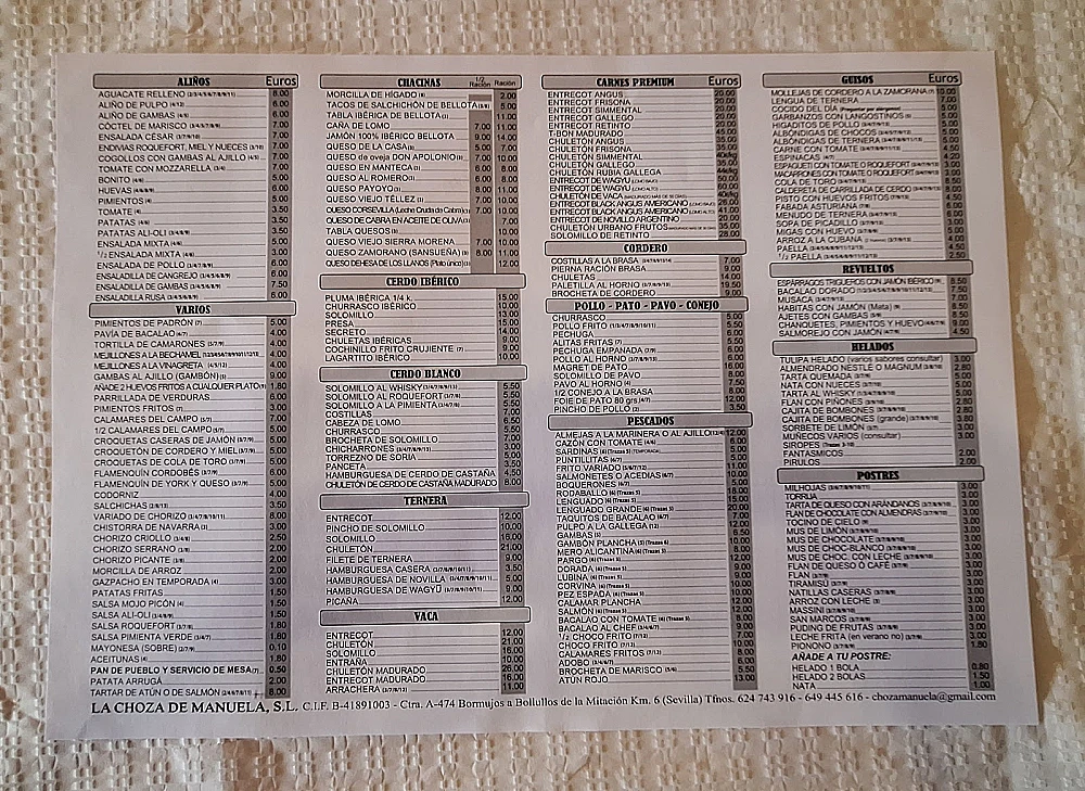 La Choza de Manuela  menu 8