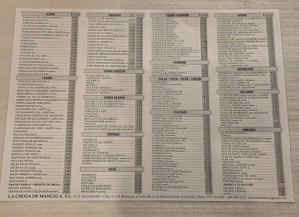 La Choza de Manuela  menu 6