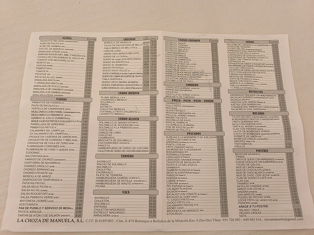 La Choza de Manuela  menu 5